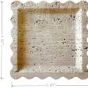 Vintage Natural Marble Tray Small Ornaments Scalloped Tray Handmade Storage Dish for Counter, Vanity, Dresser, Nightstand and Desk (Beige Travertine)