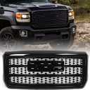 Grille Compatible with GMC Sierra 2500HD 3500HD 2015 2016 2017 2018 2019 Hood Mesh Front Bumper Upper Grill 84542600 Black