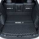 Fit Tesla Model Y Trunk Mat Cargo Mat Dog Cover Mat 2020-2025 Tesla Model Y 5 Seater Car Trunk Liner Full Coverage Protection (Black with Black Stitching)
