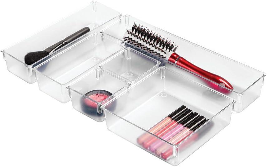 iDesign Plastic In Drawer Organizer Trays for Kitchen Utensils, Silverware, BPA-Free, Set of 6, Clear