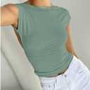 Women's Sexy Backless Top Y2K Short Sleeve T Shirts Casual Cute Crop Tops Summer (Green, XS)