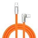Chubbycable FlexElbow 90 Degree 240W Fast Charging Cable Right Angle USB C Cable Silicone Charging Cord Compatible with iPhone 17-15 Series iPad, Orange, Type-C to Type-C, 6.6FT