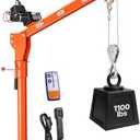 VEVOR Electric Truck Crane, 1100 lbs Pickup Truck Crane with 12V 3000 lbs Electric Winch, 360° Rotating Telescopic Boom, Premium Galvanized Steel, Foldable Pickup Bed Jib for Machine Lumber Lifting