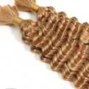 Human Braiding Hair for Boho Braids Bulk Deep Wave Boho Hair for Braiding Wet and Wavy Brazilian Virgin Human Bohemian Hair for Braiding 2 Bundles 160g Honey Blonde 24''