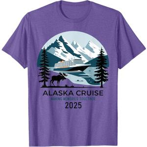Matching Family Friends and Group Alaska Cruise 2025 T-Shirt (XL) Purple Heather