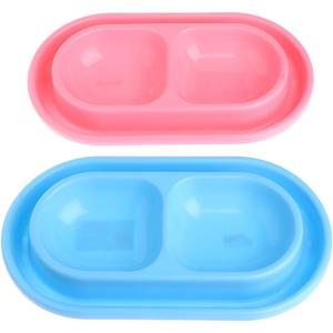 Pet Bowl, Pet Feeding Double Bowls Plastic Anti Ants Food Water Feeder for Dogs Cats Puppy
