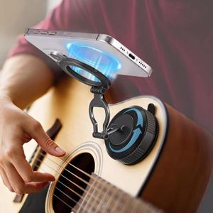 Guitar Phone Holder Mount with Vacuum Suction, Guitar Bass Accessories Gifts for Players Lovers, 360 Rotatable Phone Mount, Hands-free Holder for Watching, No Residue, Compatible All Phones