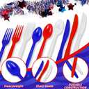 180 Pieces 4th of July Plastic Silverware Heavy Duty Plastic Cutlery Set Disposable Utensils Includes Spoons Forks Knives for Memorial Day Decorations Utensil Flatware Independence Day
