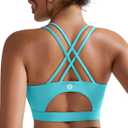 RUNNING GIRL Sports Bras for Women,Padded Sports Bra Tank Top Sexy Crisscross Back High Impact Longline Workout Yoga Bra (Green, L)