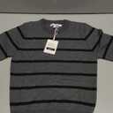 Isaac Mizrahi Horizontal Stripe Crew Neck Sweater Charcoal