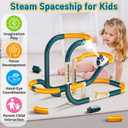 Infowush Electric Race Track Car Toy, Steam Aircraft Track for Kids, Large | Train Set with Smokes & Lights, Toys for 3 4 5 6 7 8 Year Old Boys Girls, Christmas Birthday Party Gift