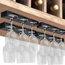 Wine Glass Holder,Wine Glass Rack 4 Pack,No Drilling Wine Glass Holder Under Cabinet, Hanging Stemware Rack Organizer Hanger for Bar Cabinet KitchenBlack