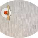 Chilewich Bamboo Placemats Set of 4 - Woven Oval Placemats - Reusable, Stain-Resistant, Indoor/Outdoor Tabletop Protection - 19" x 14" - Chalk, 14"x19.25"