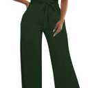 BessCops One Piece Jumpsuits for Women Dressy 2026 Cap Sleeve Crewneck Wide Leg Pants Rompers Casual Outfits (M)