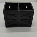 Wood Utensil Holder, Large Kitchen Utensil Holder for Countertop, Cooking Utensil Organizer for Flatware, Black Utensil Caddy with 2 Compartments, Rustic Utensils Organizer for Kitchen Counter (Black)