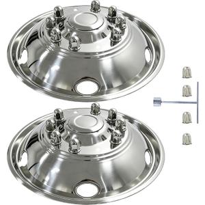 19.5" Stainless Steel Wheel Simulators,2Pcs Front Wheel Only,10 Lug 5 Vent Holes Hubcaps,Bolt-on Wheel Cover Compatible with Ford 2005-2025 F450/F550