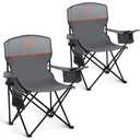ALPHA CAMP Camping Chair 2 Pack Portable Chair with 3-Can Cooler Folding Chair with Side Pocket and Cup Holder, Collapsible for Camping, Tailgates, Beach, Fishing and Sports,2PC