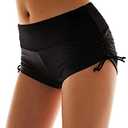 Micosuza Womens Swim Bottoms Black Brief Boy Shorts with Adjustable Ties Black Small
