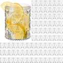 Qinyoung 100 Plastic Vintage Drinking Glasses 8.5oz Stemless Retro Embossed Wine Glasses Shatterproof Reusable Cups for Baby Shower Wedding Reception Grand Event Party (Clear)