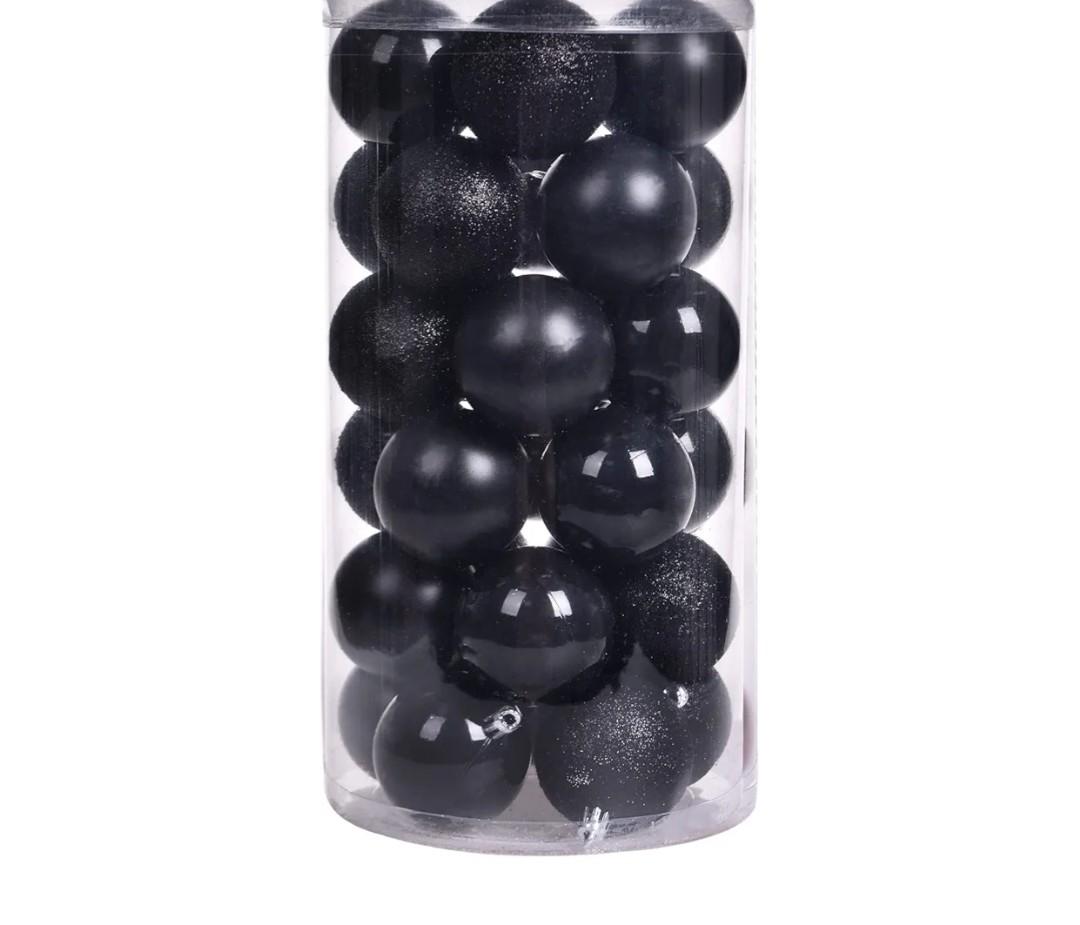 Sattiyrch Christmas Ball Ornaments 30ct, 60mm/2.36" Shatterproof Plastic Decorative Xmas Balls Ornaments Set (Black)