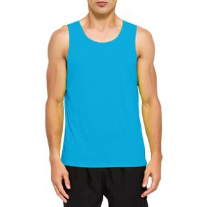 DEMOZU Men's Neon Running Tank Top - Bright Sleeveless Workout Shirt for Marathon, Gym & Rave Party (Blue, XL)