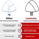 Stainless Steel Flat Beater for KitchenAid 4.5-5 Quart Tilt-Head Stand Mixers, 5 QT Mixer Paddles Stainless Steel Non Coated, Mixer Beater Attachment Dishwasher Safe