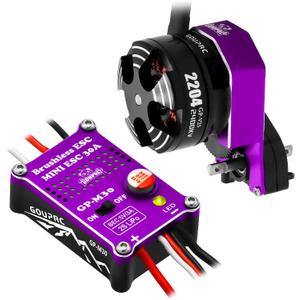 GOUPRC 2204 2400KV Brushless Outrunner Motor with Transmission & 30A Brushless Mini Esc for SCX24 Remote Control Crawler Car Truck Axial 1/24 Spiced Black Purple
