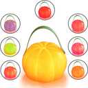 LEDHOLYT Night Light for Kids, Rechargeable LED Pumpkin Cordless Lamp with Control, 7 Colors Dimmable Halloween Lamp for Bedroom Nightstand Camping Decoration Gift (Pumpkin-Yellow)