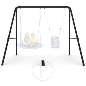 Swing Frame,2 Seats Swing Stand with Ground Stakes, Heavy Duty Thickened Metal A Stand Frame Supports up to 440lbs,for Indoor Outdoor Kids and Adults(Without Seat)