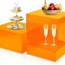 Bouiexye Orange Buffet Risers 3Pcs Acrylic Boxes Display Risers for Buffet Table Parties Weddings Catering Dessert (6''x7''x8'')