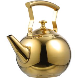 DOITOOL Stainless Steel Tea Kettle for Stove Top Boiling with Built-in Filter and Comfortable Handle 7.48X7.08X5.11 Inch Home and Restaurant Use (Golden)