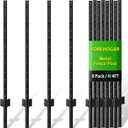 Metal Fence Post 4 Feet Black, Pack of 8, T Post for Wire Fence, No Dig Steel U Posts Fencing for Lawn Garden Wire Mesh Fences Poles Sign Outdoor Light Duty (4 FT- 8 PACK-BLACK)
