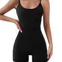 AUTOMET Jumpsuits for Women One Piece Rompers Sexy Shorts Bodysuits Workout Sets Fashion Clothes Summer Gym Outfits Black S