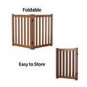 Wooden Freestanding Foldable Dog Gate, 24 Inch Height 2 Panel Pet Gate No Drill for Doorways Stairs, Fully Assembled Indoor Puppy Fence (Teak Color, 40" W x 24" H)