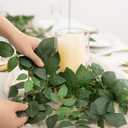 Ling's moment Artificial Patina Rose Leaf Greenery Garland - 6 Pack, Candle Vines, Splicable 2.3ft Stems for Table Centerpieces, Lantern Rings, Backdrop Floral Arrangements & Wedding Arches