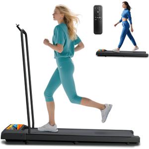 NAYSAYE Walking Pad with Handle Bar, Walking Pad Treadmill with Incline, Walking Treadmills for Home with Screen, 2 in 1 Portable Under Desk Treadmill for Home, Remote Control, Smart App (Black)