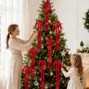 6 Pcs Long Velvet Christmas Swag Bows, 23.5"x15.5" Rustic Vintage Velvet Bows for Christmas Tree, Wreath, Staircase, Garland, Mantel and Door Decor (6, Red)