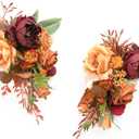 Ling's Moment 2pcs Wedding Shoulder Corsage Artificial Flowers, Girl/Mother Homecoming/Prom Corsages Wristlet Dcor, etc. Burnt Orange Terracotta