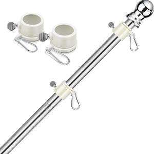 6FT Thickened Flag Pole,Heavy Duty Stainless Steel Flagpole mounting,Rustproof for 3x5 4x6 flag pole of metal (silver)