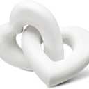 Handmade Wooden Heart Decor Interlocking Hearts Neutral Wedding Couple Gifts Aesthetic Natural Wood Knot Chain Link Shelf Decor Coffee Table Accessories(Classic White)