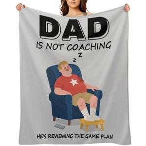 Funny Birthday Gifts for Dad Husband, Humor Dads Gifts from Daughter Son, Cozy Reviewing The Game Plan Design for Couch, Super Soft Throws Blanket for Couch Bed, Lounge and Napping, 60"x50"