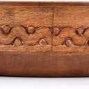 EDHAS Mango Wood Decorative Round Carved Bowl for Decoration, Centerpiece Bowl for Table (10" x 10" x 2.5")