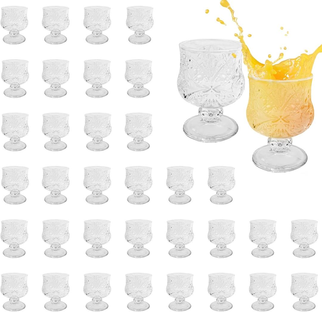 36 Pcs Shot Glass Bulk Set 1.5 oz Mini Cute Shot Glasses Cordial Glasses with Stem Sherry Glasses Clear Shot Glassware for Wine Liqueur Tequila Whiskey Beverage Wedding Party Bar Supplies