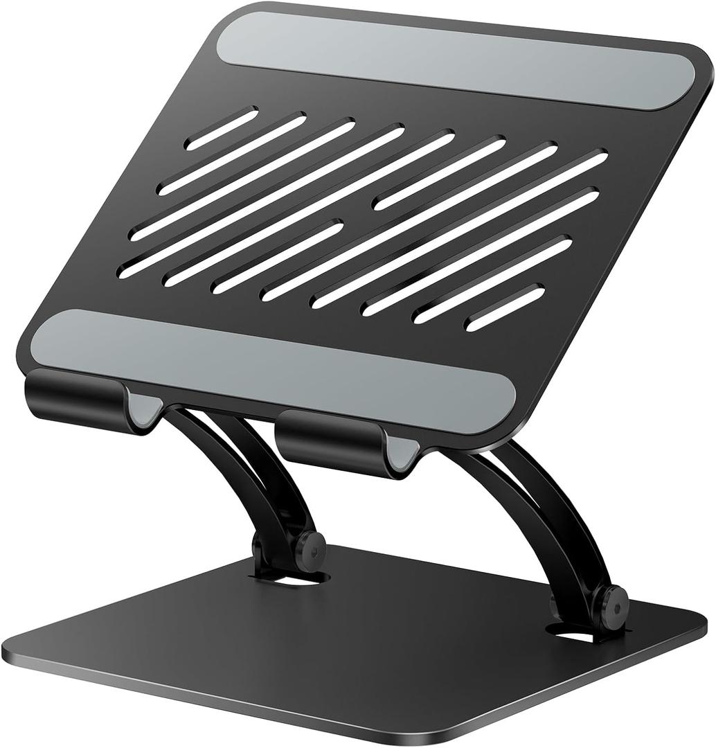 tounee Tablet Holder Stand, Dual Rod Adjustable Aluminum Desktop Stand, Compatible with 4.7-16.9" iPads, Surface Tablets, Portable Monitor, Kindle and More (Black)