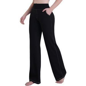 Sunzel Flare Leggings for Women High Waist Workout Leggings with Pockets Tummy Control Wide Leg Flared Yoga Pants (Black, XL)