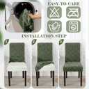 Moukeren 4 Pcs Decorative Stretch Jacquard Dining Chair Cover Dustproof Boho Faux Fur Chair Cover Removable Washable Slipcover Protector for Bedroom, Living Room, Kitchen, Hotel, Banquet (Dark Green)