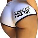 Womens Yoga Booty Shorts Sexy Printed Dance Sport Workout Hot Pants Plus Size Lounge Wear Briefs (S, White)