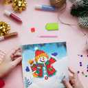 Clabby 12 Pcs 12 Pcs Christmas Card Making Kits, 5D Diamond Art Greeting Card, DIY Christmas Diamond Art Painting Crafts Advent Calendar Round Drill Gem for Party Adults Holiday Friend Family (Warm)