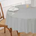 NLMUVW 60 Inch Round Vinyl Tablecloth with Flannel Backing 100% Waterproof PVC Table Cloth Oil Proof Wipe Clean Table Cover for Dining Party Camping Outdoor, Light Grey