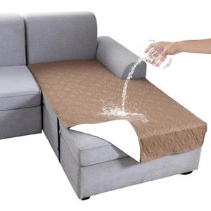 Genina 100% Waterproof Sectional Couch Covers for L Shaped Chaise Lounge Right, Anti-Slip Sectional Cover Furniture Protector Couch Cover for Dogs Pets, 1 Piece (Camel, Right Chaise Cover) (37" X 74.8" Right Chaise)